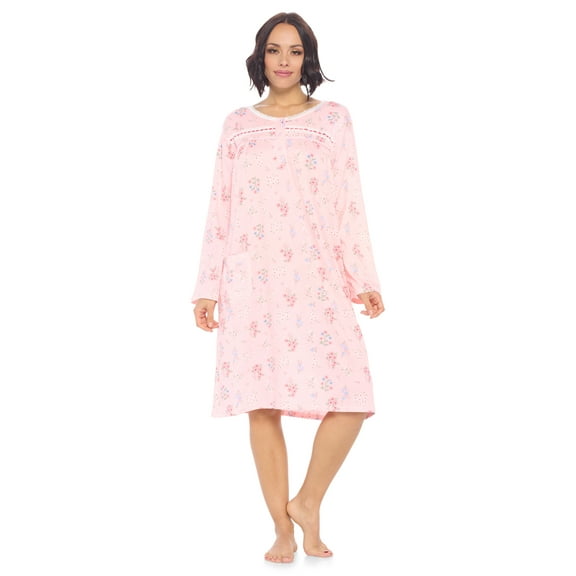 Casual Nights Women's Printed Long Sleeve Nightgown - Pink
