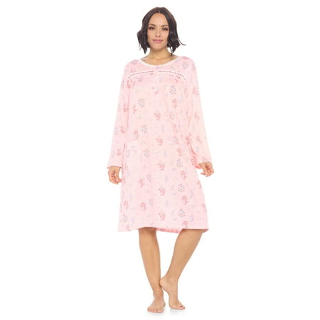 

Casual Nights Women s Printed Long Sleeve Nightgown - Pink