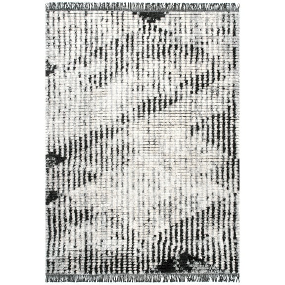 nuLOOM Mandi Soft Shag Abstract Fringe Area Rug, 7' 10" x 10', Gray