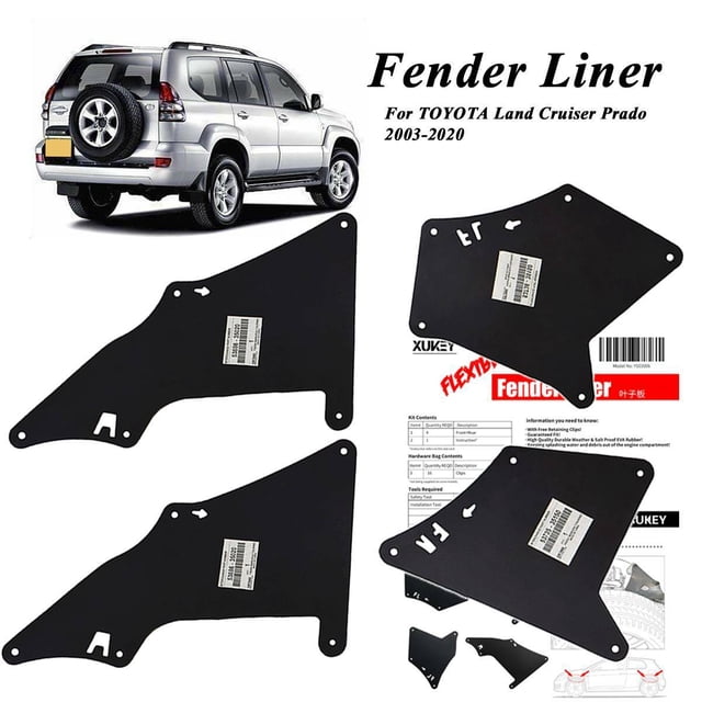 4PC Splash Guards Fender Inner Seals w/Clips for Toyota for Land Cruiser Prado 03-20