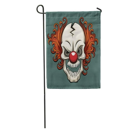 SIDONKU Colorful Creepy Evil Scary Clown Halloween Monster Joker Character Mask Garden Flag Decorative Flag House Banner 12x18 inch
