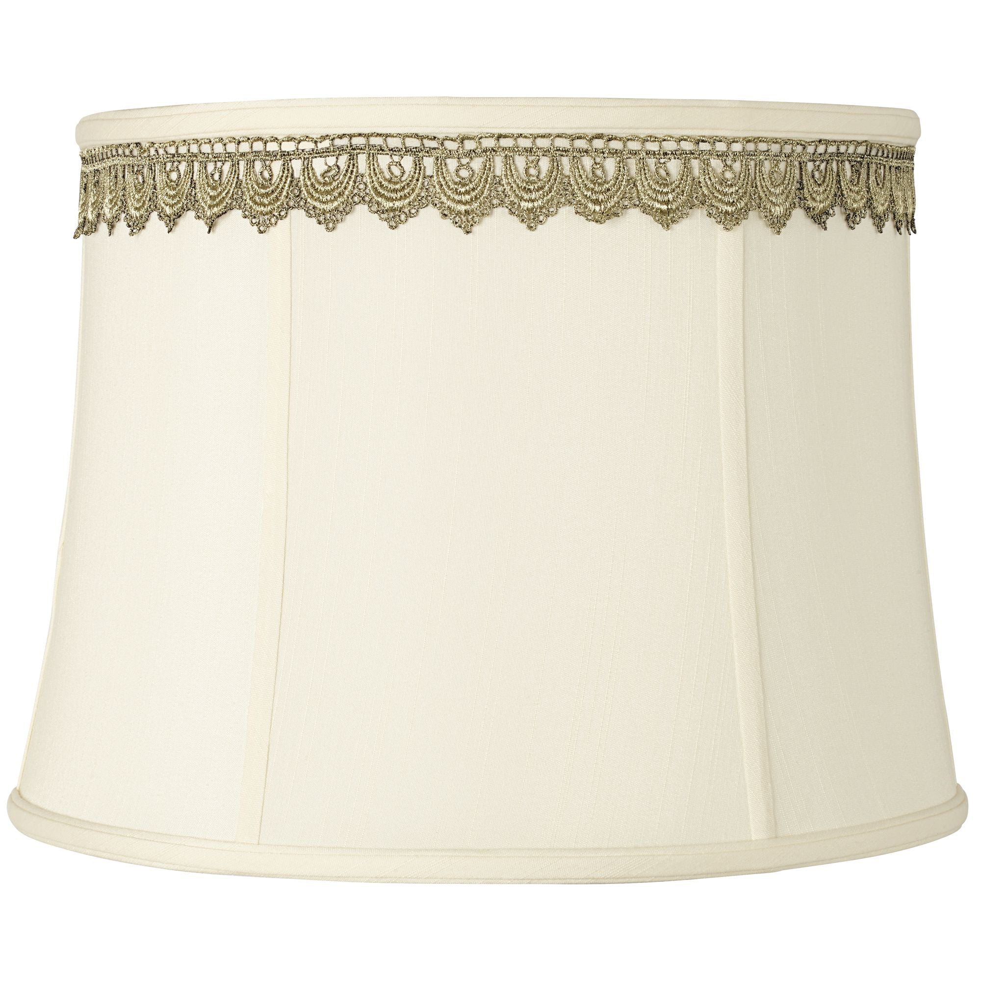 Spider White Drum Lamp Shade with Crystal Trim 13x15x10
