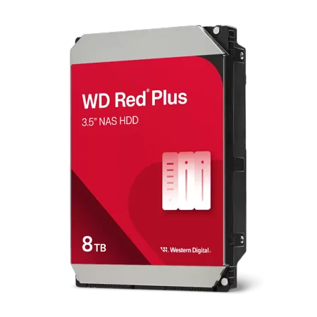 Western Digital 8TB WD Red Plus NAS SATA HDD, 3.5" Internal Hard Drive HDD, 5640 RPM, 128MB Cache, CMR - WD80EFZZ