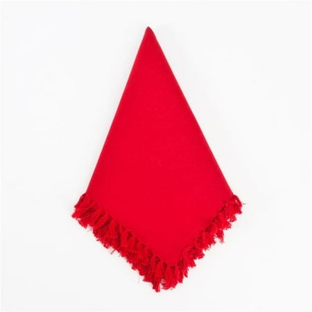 

SARO 1234.R20S 20 in. Square Fringed Design Napkin - Red Set of 4