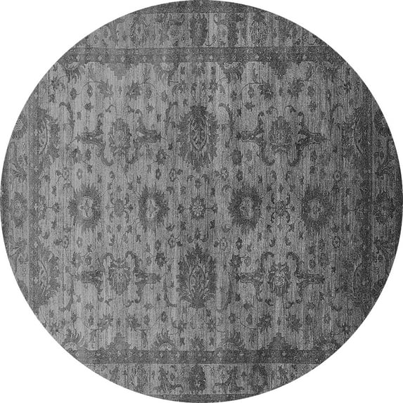 Ahgly Company Indoor Round Oriental Gray Industrial Area Rugs, 7' Round