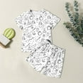 thumbnail image 1 of Girls Printed Pajama Set Soft Round Neck Short Sleeve Sleepwear Comfortable Loungewear Outfit For Spring And Summer Seasons, 1 of 6