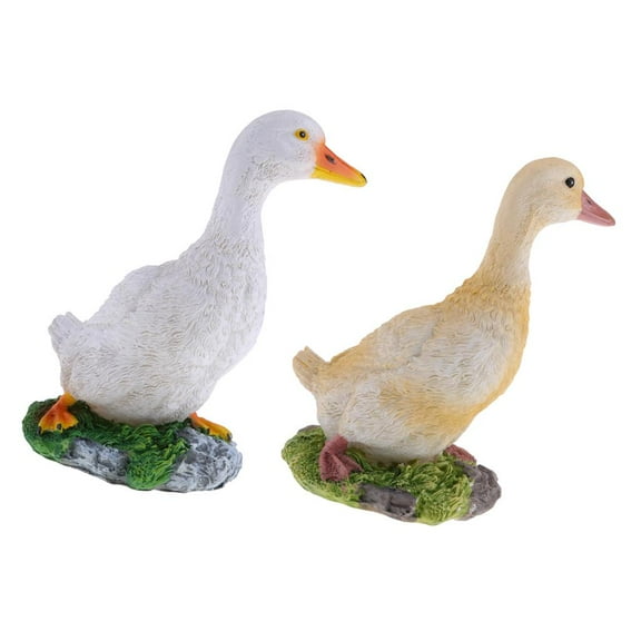 2pcs Duck Statue Garden Yard Decor Resin Yellow & Crafts Gifts S