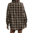 thumbnail image 5 of Xuanfei Women Plaid Lapel Collar Button Down Long Sleeve Top, 5 of 6
