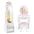 thumbnail image 1 of Costway Coiffeuse pour Enfants Ensemble de Princesse Table de Maquillage et Chaise avec Armoire à Bijoux Blanc, 1 of 10