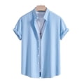 thumbnail image 2 of Men's Casual Loose Fit Short Sleeve Printed Shirt for Everyday Wear from Men Shirts 2 Blue S, 2 of 8