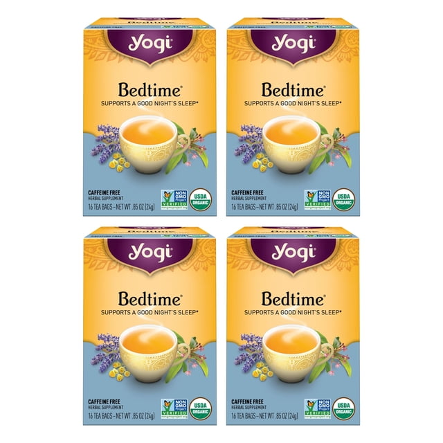 Tea Yogi Bedtime Tea, manzanilla y pasiflora, 16 bolsitas de té, 4 unidades