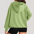 thumbnail image 4 of RYRJJ Hoodies for Women Oversized Half Zip Drawstring Y2K Pullover Tops Casual Long Sleeve Fleece Lined Sweatshirt with Pockets(Green,M), 4 of 7