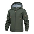thumbnail image 2 of Tqyyweavej Men's Softshell Jacket Waterproof Windproof Fleece Lined Windbreaker Insulated Solid Color Hooded Rain Coat with Multi Zip Pockets, 2 of 10