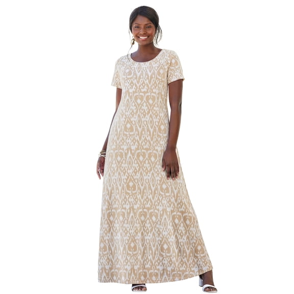 Jessica London Women's Plus Size Petite Stretch Cotton T-Shirt Maxi Dress