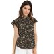 thumbnail image 1 of Blusa Casual De Manga Con Volantes Florales Con Botones Y Cuello En Punta Para Mujer Negro L, 1 of 6