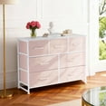 thumbnail image 2 of Simenmax 7 Drawer Dresser for Bedroom, Fabric Storage Dresser for Bedroom, Wood and Metal Dresser TV Stand for Living Room, Entryway Pink, 2 of 8