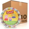 Glad For Kids 8.5 Inch Peppa Pig Friends Paper Plates, 200 Ct | Disposable Paper Plates With Peppa Pig Characters | Heavy Duty Soak Proof Microwavable Cut Resistant Paper Plates For Everyday Use