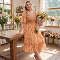 thumbnail image 3 of GRACE & GRANDEUR Women's Plus Size Dress Smocked Floral Elegant Summer Midi Flare Dresses 1X White, 3 of 8