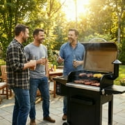 Z GRILLS Flame Expert 572 Sq.in Cooking Area 8 in 1 Wood Pellet Grill & Smoker with Direct Flame Searing, Auto Temperature Control for Outdoor BBQ, Bronze-6002B