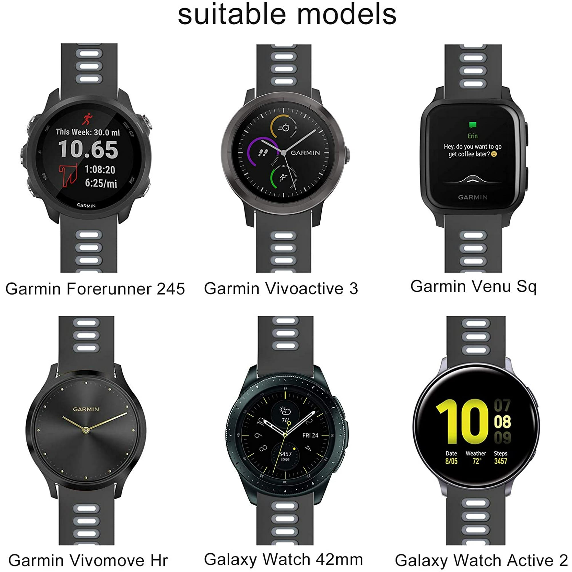 I Band for Garmin Vivoactive 3 Garmin Forerunner 645 Garmin Venu 20mm Quick Release Soft Silicone Replacement Strap Compatible with Samsung Galaxy Watch 3 42mm Active 2 Gear Sport Walmart