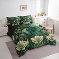 thumbnail image 2 of Erosebridal Animal Green Dragon Twin Bedding Sets 7-Piece For Boys Girls,Vintage Flowers Bedding Comforter Set For Kids Teens,Black Reversible, 2 of 6