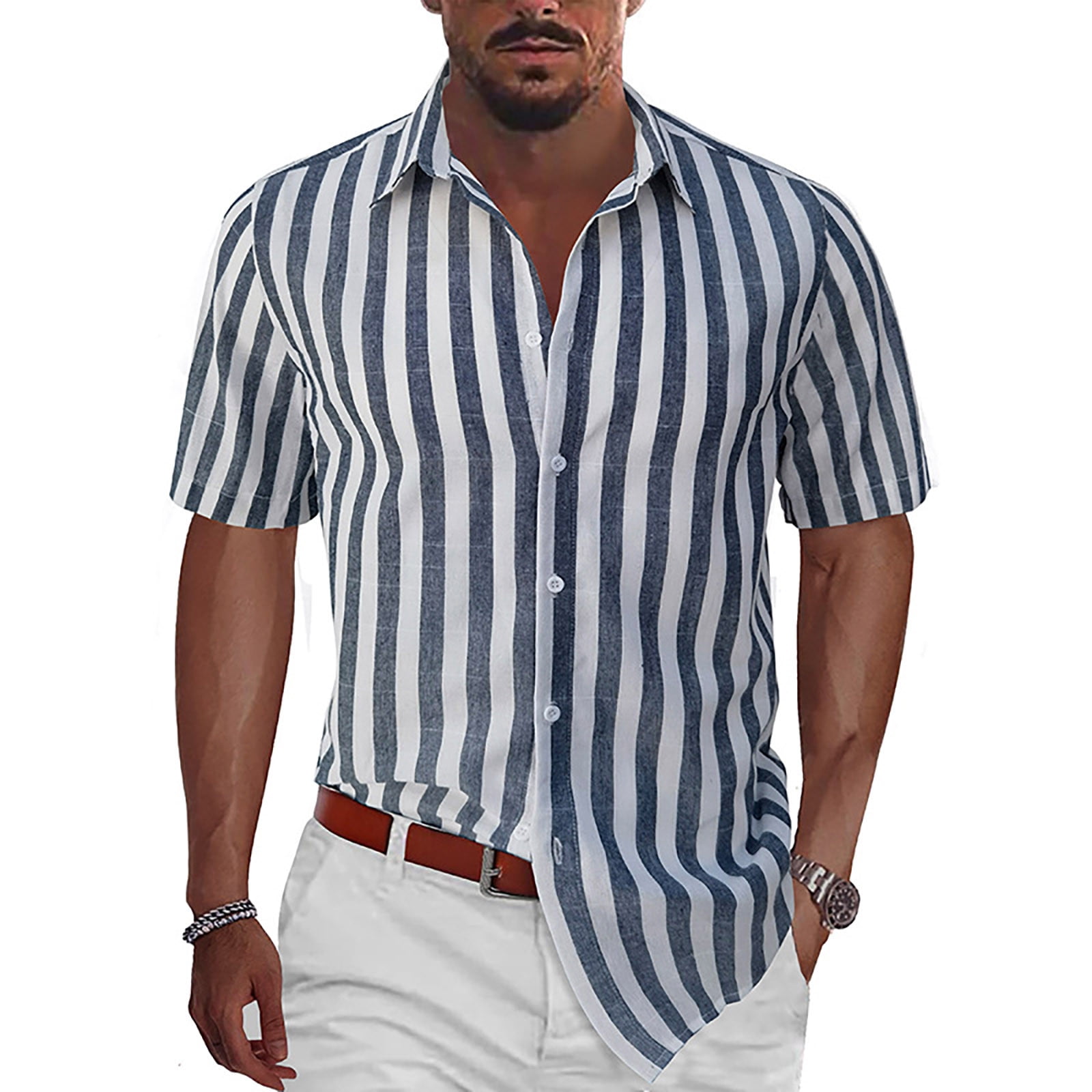 SAINT Mxxxxxx Logo-Appliquéd Striped Piqué Jersey - Men - Blue T-shirts - One size
