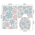thumbnail image 3 of Blue and Pink Christmas Snowflake Pattern Bathroom Rugs Sets 3 Piece,Toilet Cover Set,Absorbent Non Slip Bathroom Mats Sets with U-Shaped Contour Rug Toilet Rug Set, 3 of 5