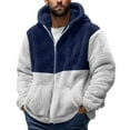 thumbnail image 2 of Mwjwdo Mens Fuzzy Sherpa Jacket Fleece Long Sleeve Full-Zip Hooded Shirt Casual Warm Winter Jacket Coats Outdoor Fashion Blue XXXL, 2 of 5