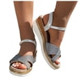 thumbnail image 3 of Bmisegm Ladies Summer Rhinestone Fine Glitter Shiny Leather Large Size Buckle Slope Heel Sandals Sandals Women Summer Silver 8, 3 of 9