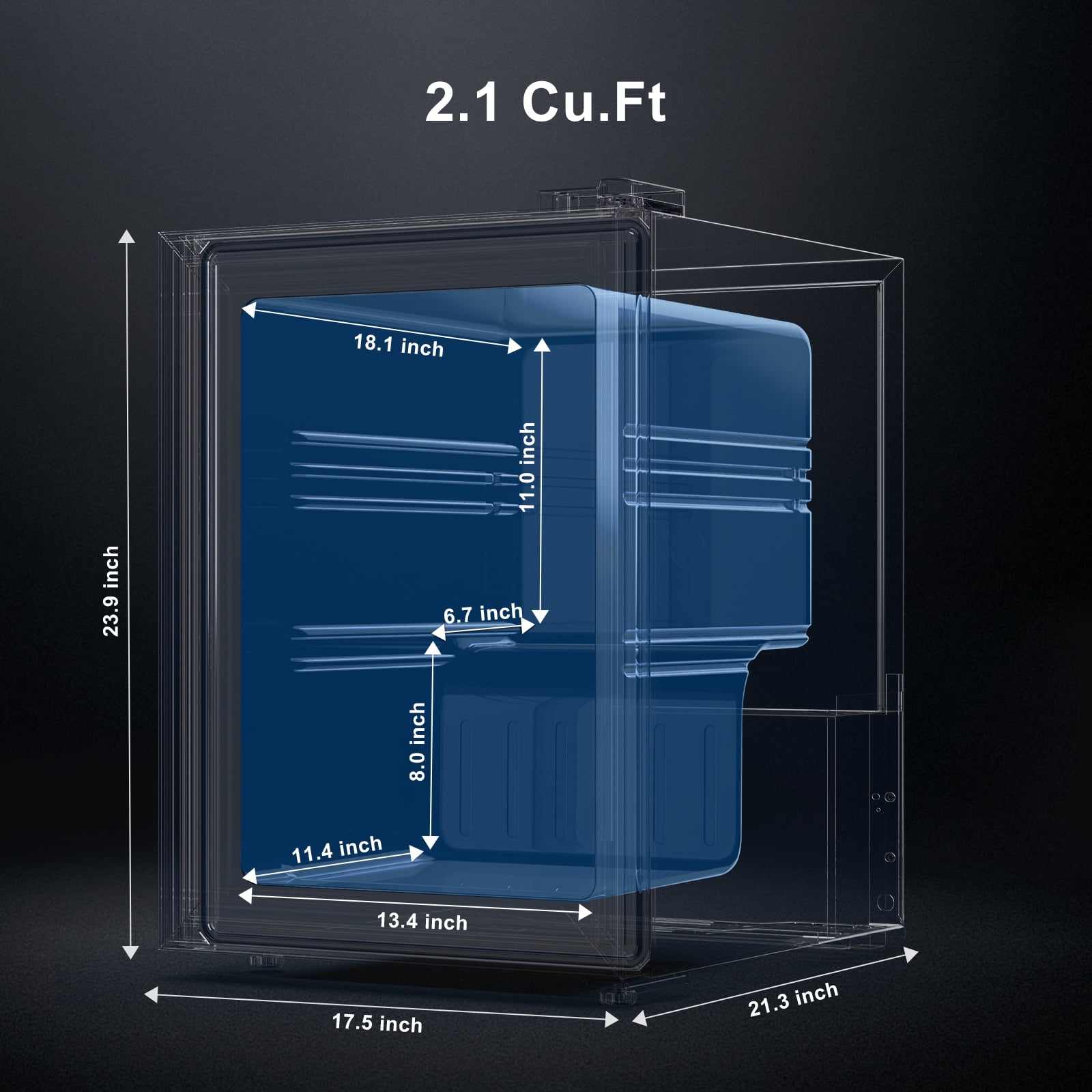 Northair 2.1 Cu ft Compact Mini Display Glass Door Freezer for Home and Commercial