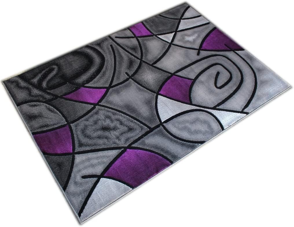 YHSF Modern Contemporary Area Rug for Living Room, Bedroom, and Office – Elegant Thick Carpet for Dining Room, Kitchen, & Hallways – Washable - Home Decor - Water Repellent - Purple (8x10 Feet)