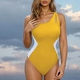 thumbnail image 2 of Sentmoon Women's One-Piece Swimsuits High Cut Bathing Suits Women with Built in Bra Wireless Tummy Control Push Up Color Block Oversized Backless Bikini Women Summer Beach, 2 of 6