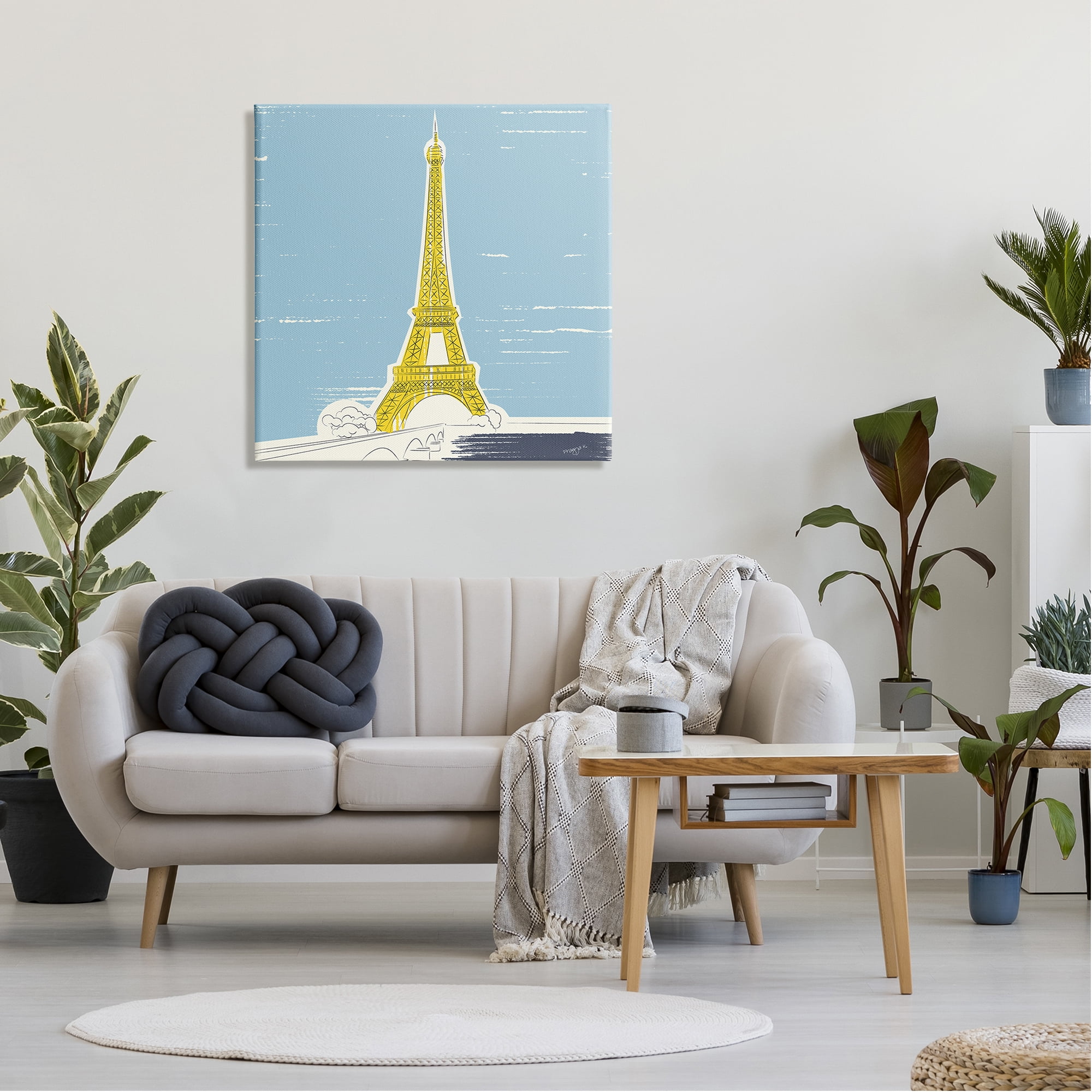 Stupell Industries Eiffel Tower Architecture Travel & Places Painting Gallery Wrapped Canvas Art Print Wall Art, 30 x 30