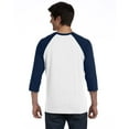 thumbnail image 3 of Bella 3200 Unisex 3 By 4 Sleeve Baseball Tee - White Fleck & Navy Triblend, Medium, 3 of 3