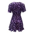 thumbnail image 4 of Aofany Women Dresses Casual Maxi Dress V-neck Leopard Print Nightclub Ruffle Skirt Dress Party Dress for Women Summer and Autumn Beach Dress Sun Dress Purple M, 4 of 4