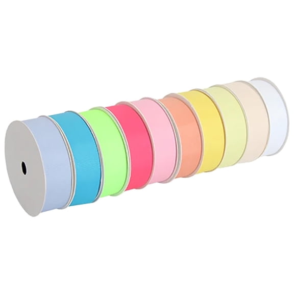 10 Roll Grosgrain Ribbon Set- 7/8" width - Light Colors - By Threadart - 10 yd rolls - Solid Colors Ribbed Pattern - For Bows, Decorations, Hair Clips, and More