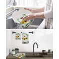 thumbnail image 5 of Spring Eucalyptus Sunflower Kitchen Dish Towels for Drying Dishes Set of 2, Farmhouse Birds Gray Wood Waffle Weave Microfiber Hand Tea Bathroom Towels Quick Dry & Absorbent Towel 15.7x23.6, 5 of 7