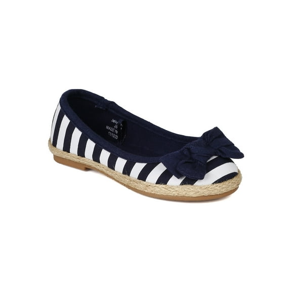 Jelly Beans Pra New Girl Fabric Bow Stripe Woven Hemp Espadrille Ballet Flat