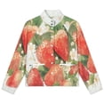 thumbnail image 4 of Jackets for Women Winter Coat Jackets Flannel Stand Collar Jacket(Strawberry Fruit Watercolor,Size:S-4XL), 4 of 7