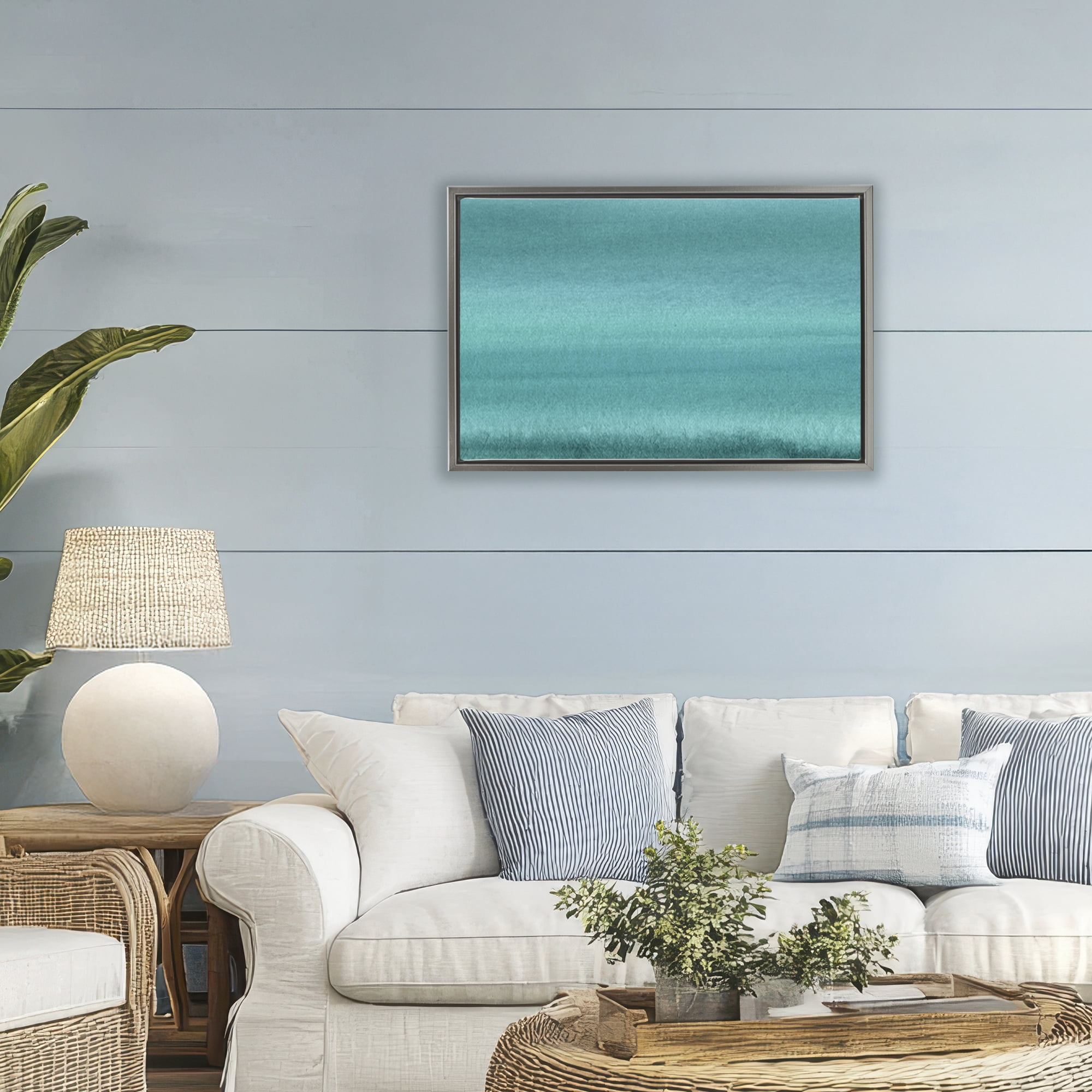 Stupell Industries Ombre Teal Gradient Gray Framed Floater Canvas Wall Art, design by Allie Corbin