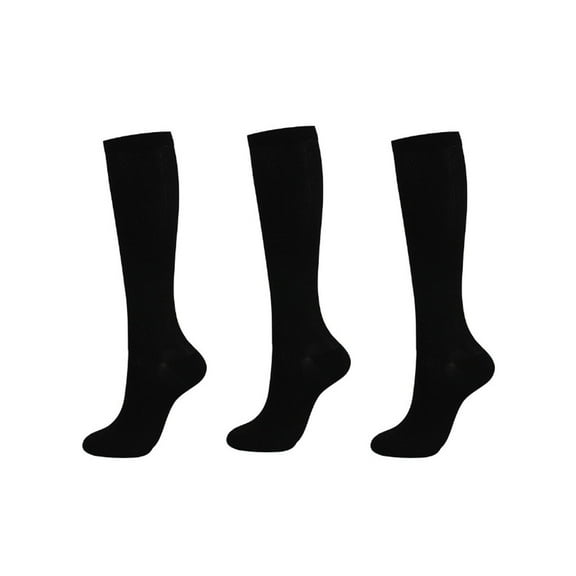 AUQ 3Pcs Thigh High Socks,Progressive Compression Support Thigh High Socks,Breathable Moisture-Wicking Fabric Stockings for Women,Black