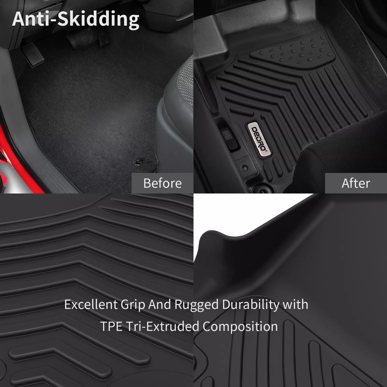 AVM Black Carpet Floor Mats 3-Piece Set For 2014-2016 Chevy Silverado Crew Cab - With Embroidered Logo