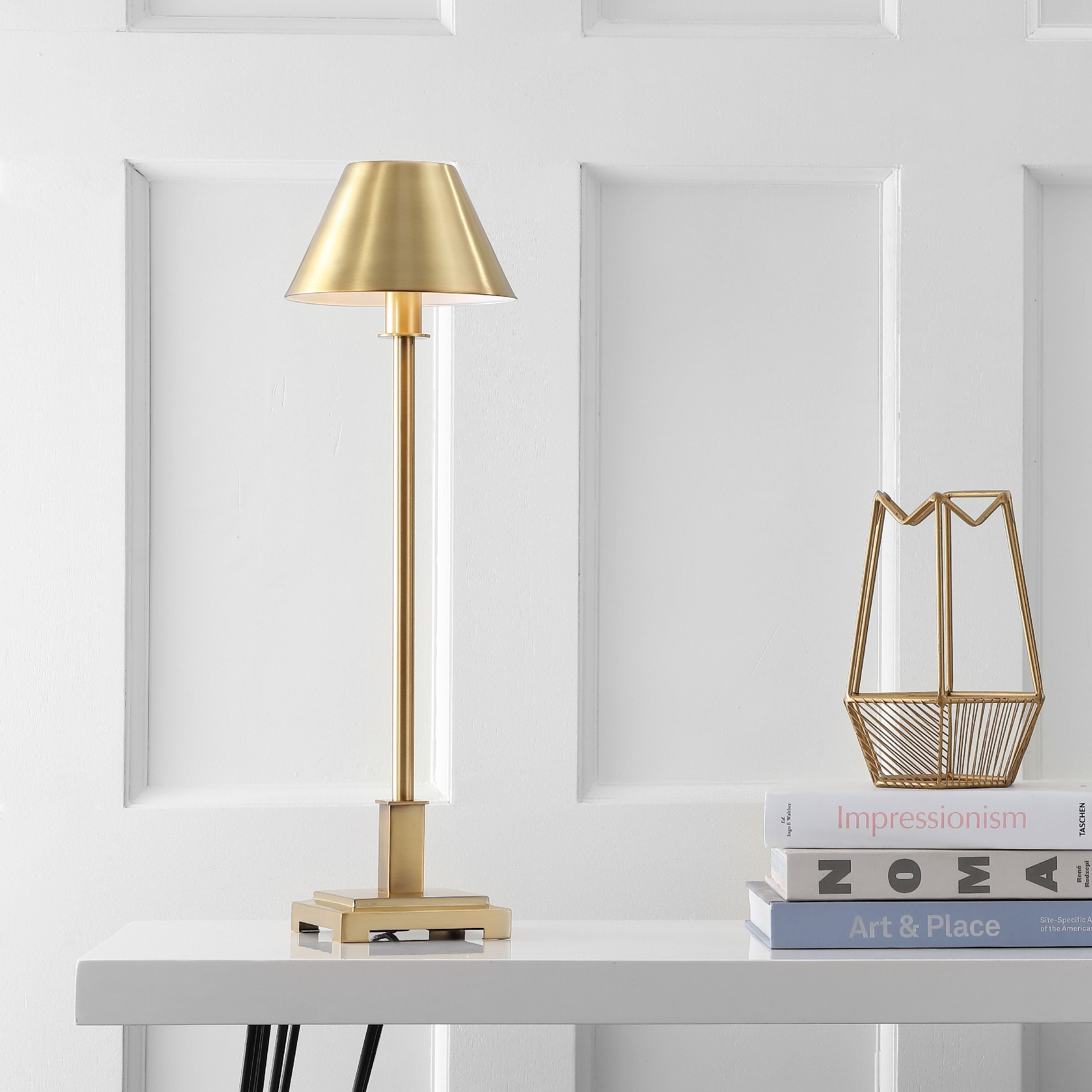 Roxy 26" Metal Shade LED Table Lamp, Brushed Brass