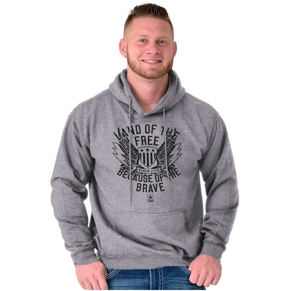 Land of the Free Because of the Brave Hoodie Sweatshirt Women Men Brisco Brands S