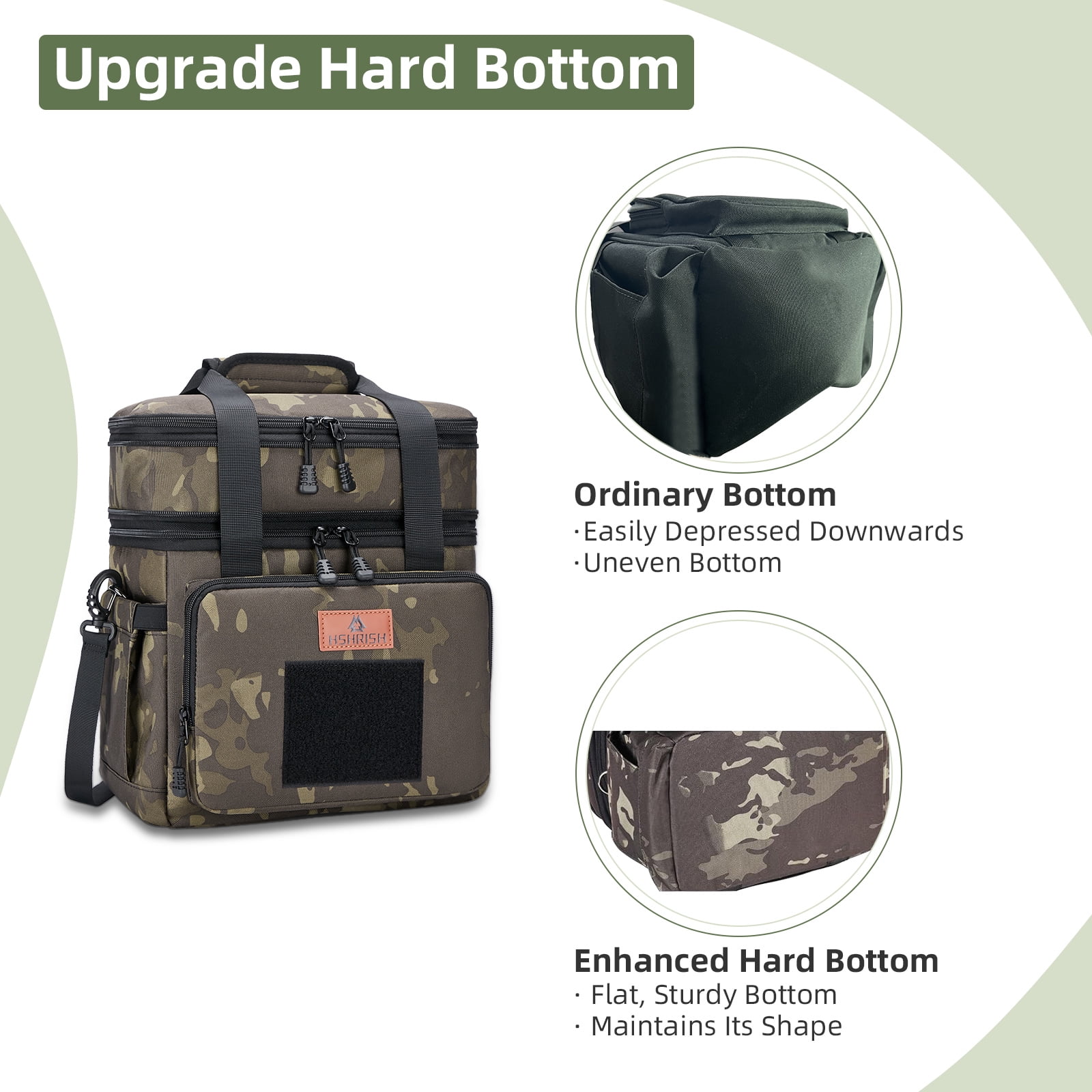 Holuxer Tactical Lunch Box for Men, Large Expandable Insulated Lunch Boxes, Durable Waterproof Leakproof Cooler Bag for Adults/Mens/Work Outdoor Beach Trips, 20 Cans/16 L, Camo