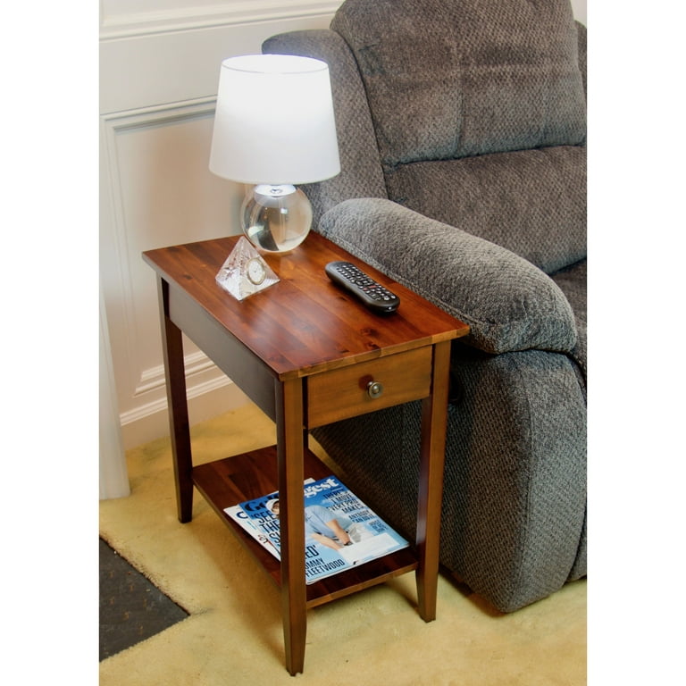 Casual Contemporary Living 2 Tier Solid Acacia Recliner Table with Drawer Mahogany Walmart