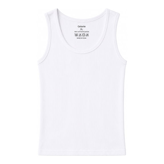 Gelante Men's Ribbed Cotton Tank Tops, 3-Pack, Sleeveless Undershirts