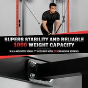Mikolo Foldable Power Rack Cage,1000lbs Capacity Wall Mounted Squat Rack, Independent pulley system, Space Saving Home Gym Equipment