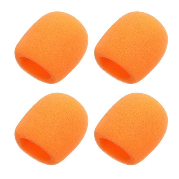 Uxcell 4pcs Fundas de Espuma para Micrófono, 40mm (1.57") ID 10mm (0.39") Grosor Funda de Espuma para Micrófono para la Mayoría de Micrófonos de Mano, Naranja