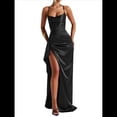 thumbnail image 1 of Vestido de Dama de con Tirantes Finos y Satén con Volantes para Mujer Negro XL, 1 of 8